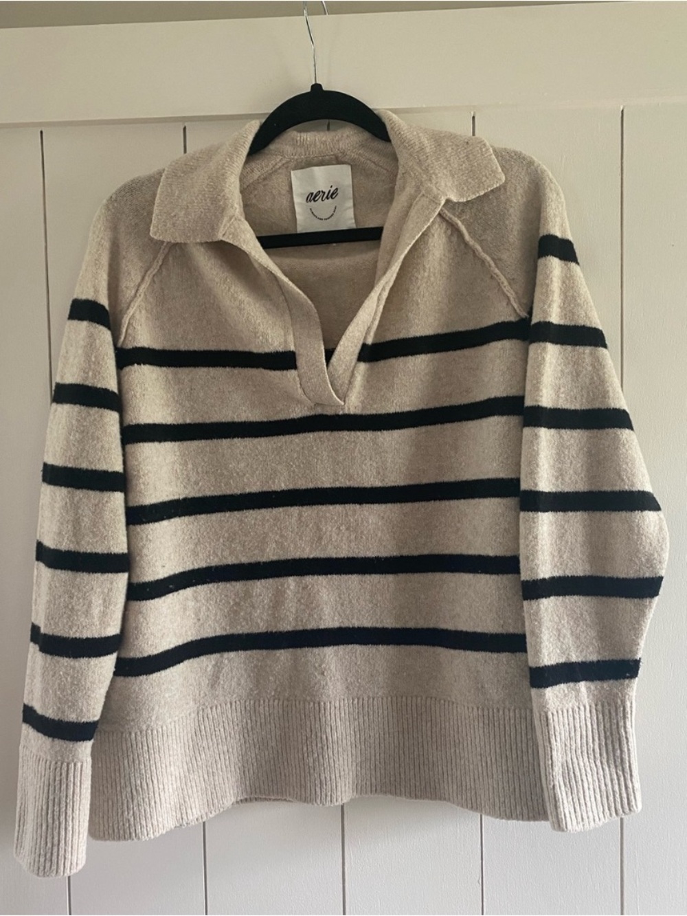 Aerie Oversized Striped V Neck Sweater